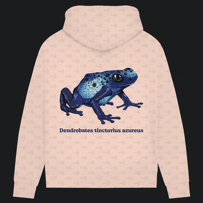Damen Bio Hoodie mit Seitentaschen | Azurblauer Baumsteiger Dendrobates tinctorius azureus