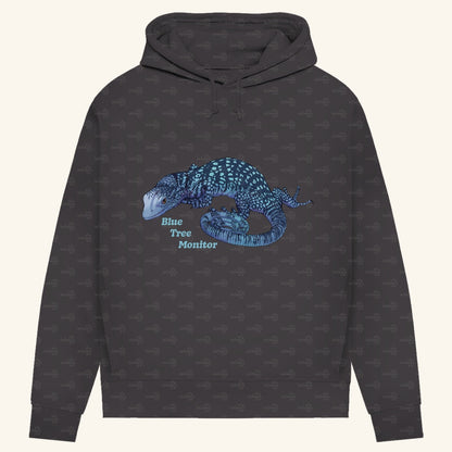 Damen Bio Hoodie mit Seitentaschen | blauer Baumwaran Varanus macraei