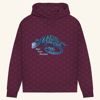 Damen Bio Hoodie mit Seitentaschen | blauer Baumwaran Varanus macraei