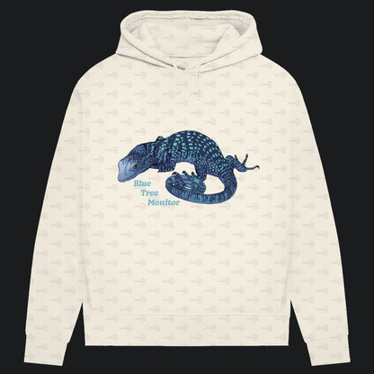 Damen Bio Hoodie mit Seitentaschen | blauer Baumwaran Varanus macraei