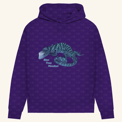 Damen Bio Hoodie mit Seitentaschen | blauer Baumwaran Varanus macraei