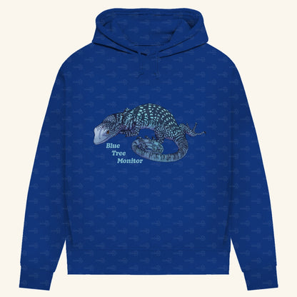Damen Bio Hoodie mit Seitentaschen | blauer Baumwaran Varanus macraei