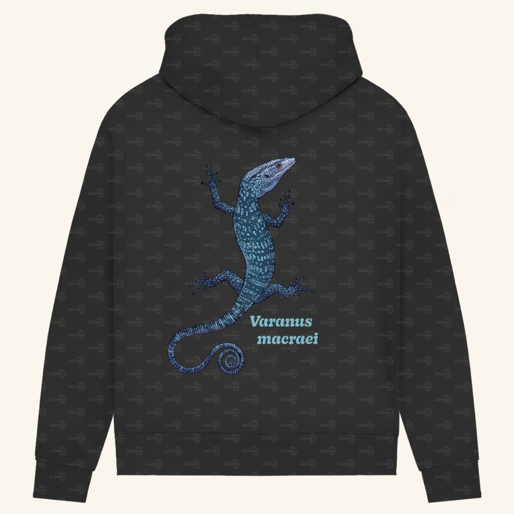 Damen Bio Hoodie mit Seitentaschen | blauer Baumwaran Varanus macraei