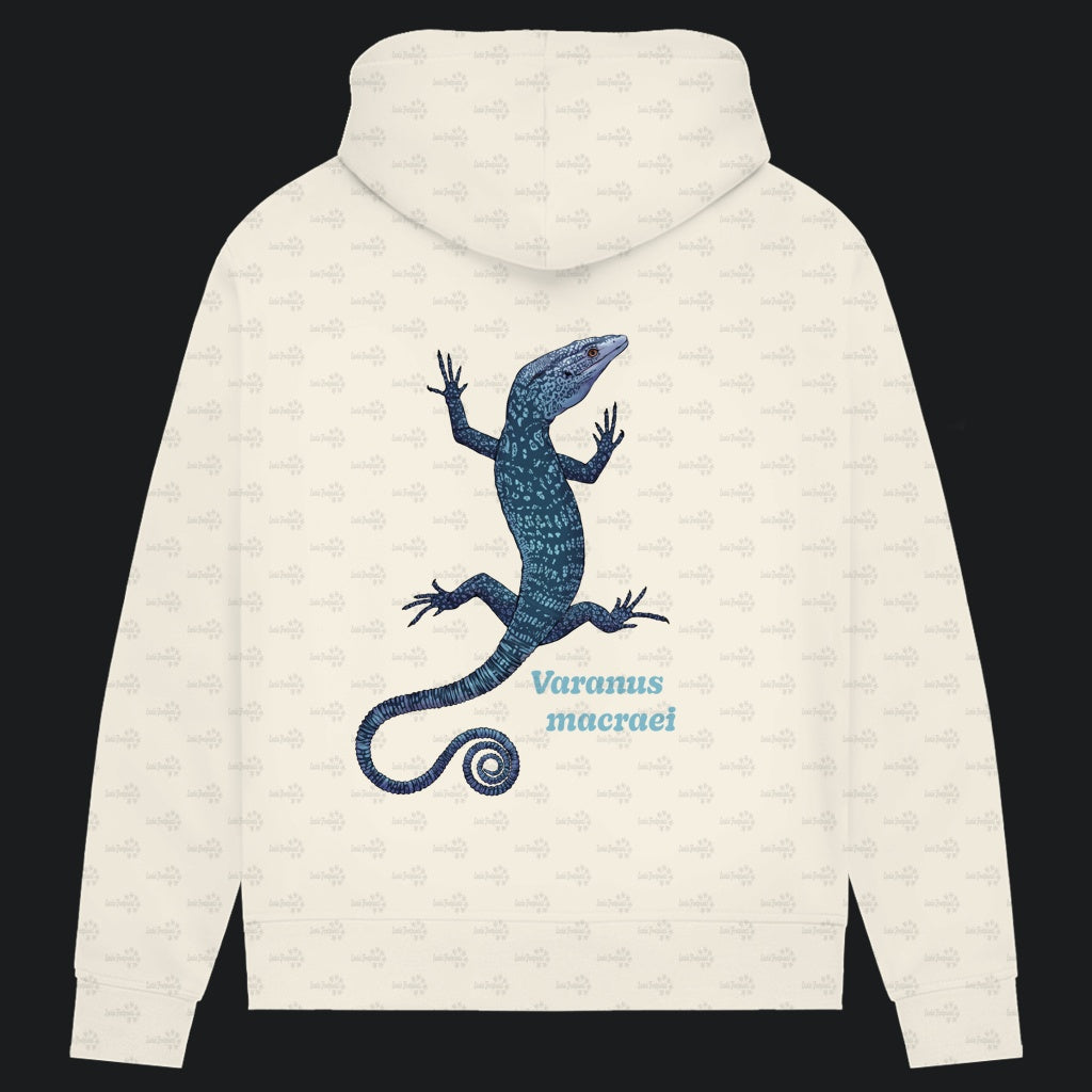 Damen Bio Hoodie mit Seitentaschen | blauer Baumwaran Varanus macraei