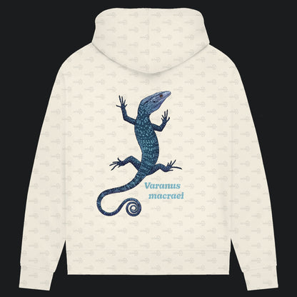 Damen Bio Hoodie mit Seitentaschen | blauer Baumwaran Varanus macraei
