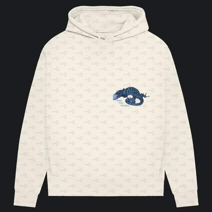 Damen Bio Hoodie mit Seitentaschen | blauer Baumwaran Varanus macraei