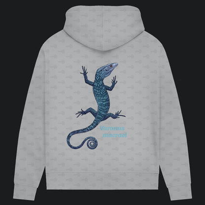 Damen Bio Hoodie mit Seitentaschen | blauer Baumwaran Varanus macraei