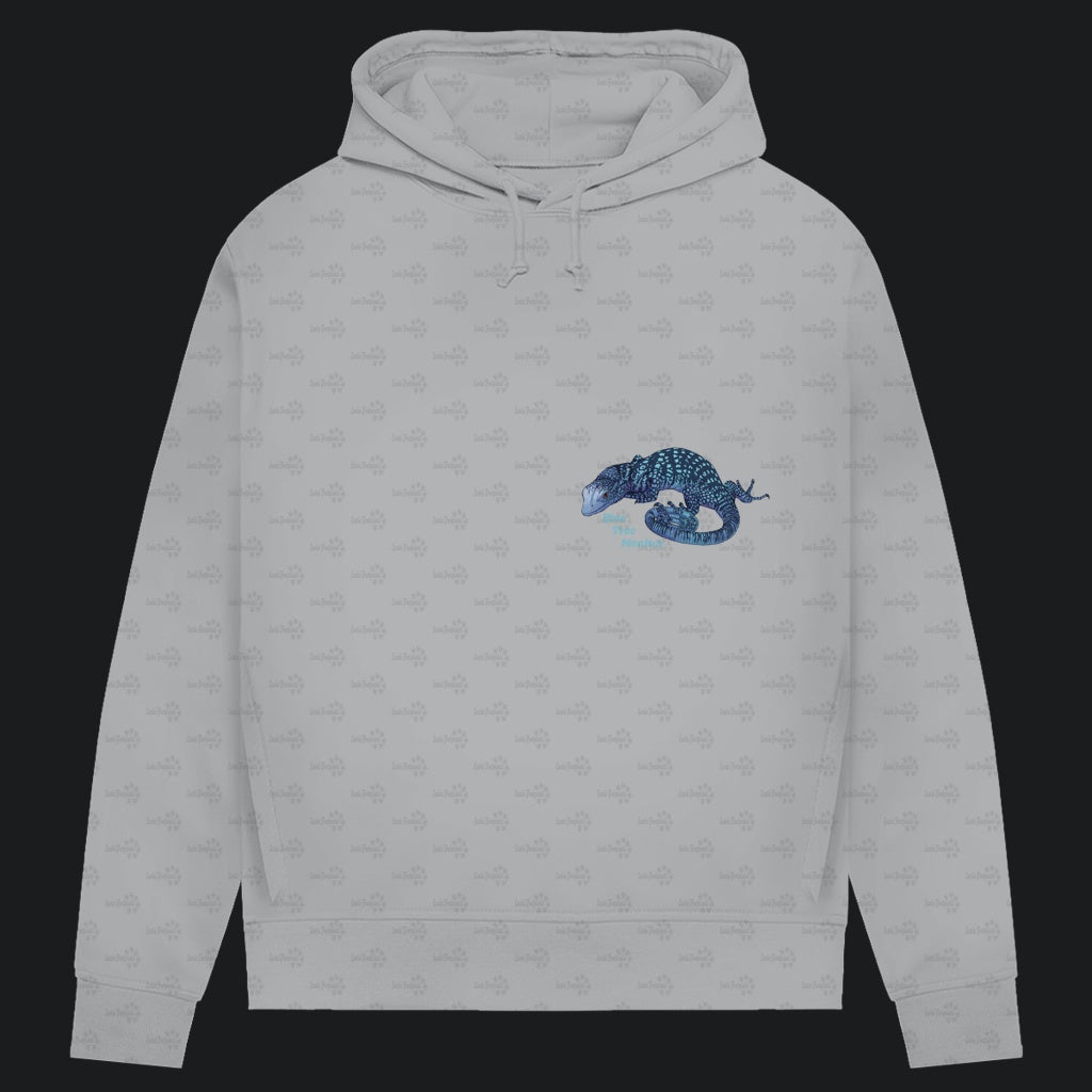 Damen Bio Hoodie mit Seitentaschen | blauer Baumwaran Varanus macraei