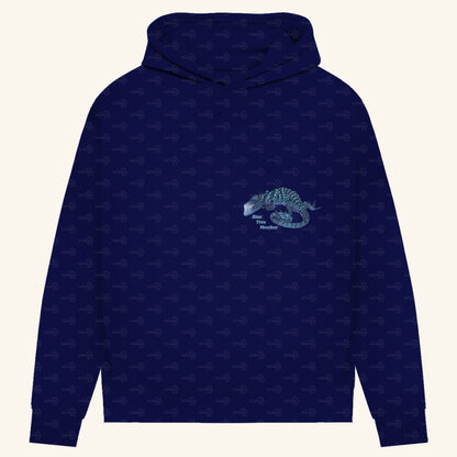 Damen Bio Hoodie mit Seitentaschen | blauer Baumwaran Varanus macraei