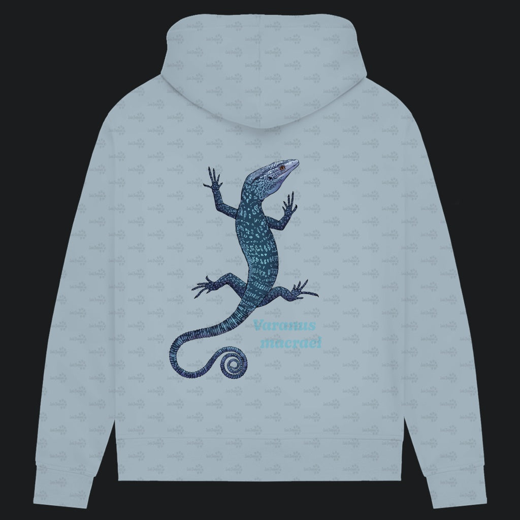 Damen Bio Hoodie mit Seitentaschen | blauer Baumwaran Varanus macraei