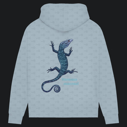 Damen Bio Hoodie mit Seitentaschen | blauer Baumwaran Varanus macraei