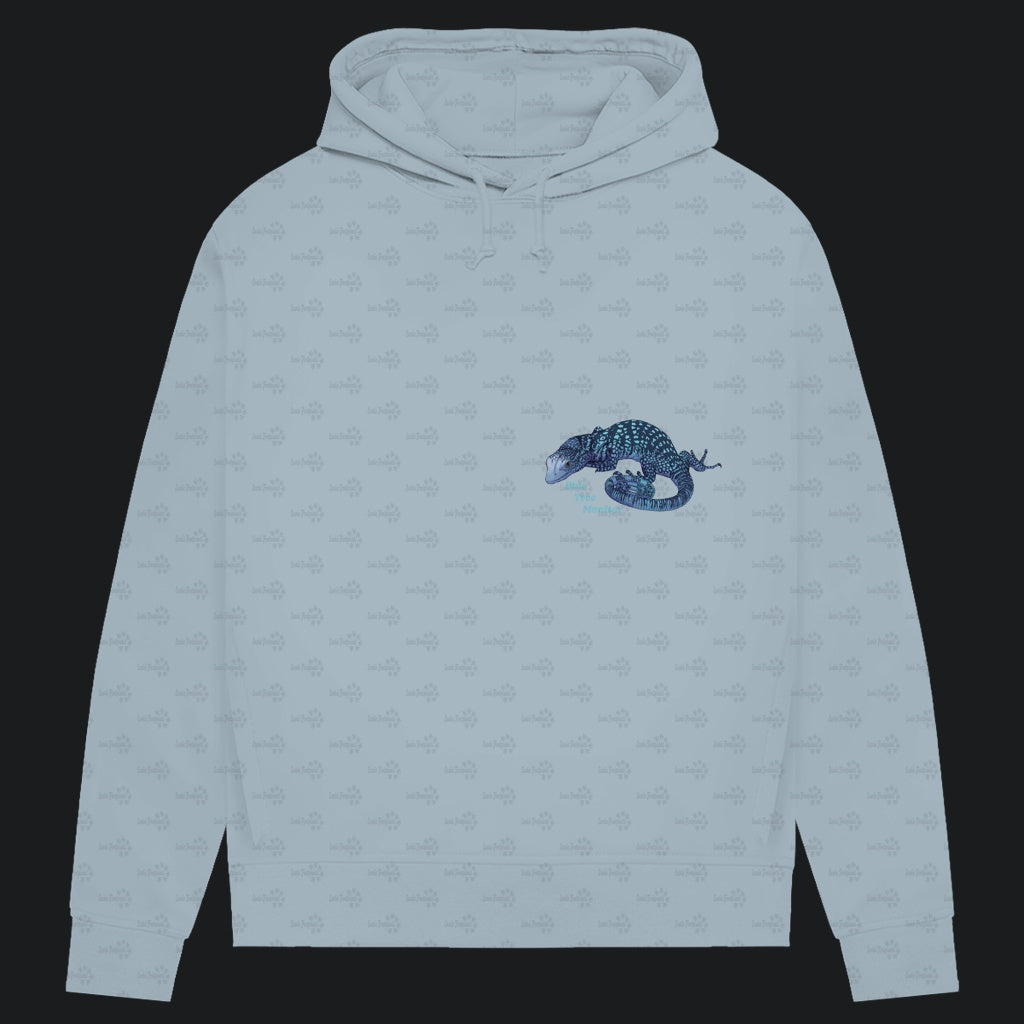 Damen Bio Hoodie mit Seitentaschen | blauer Baumwaran Varanus macraei
