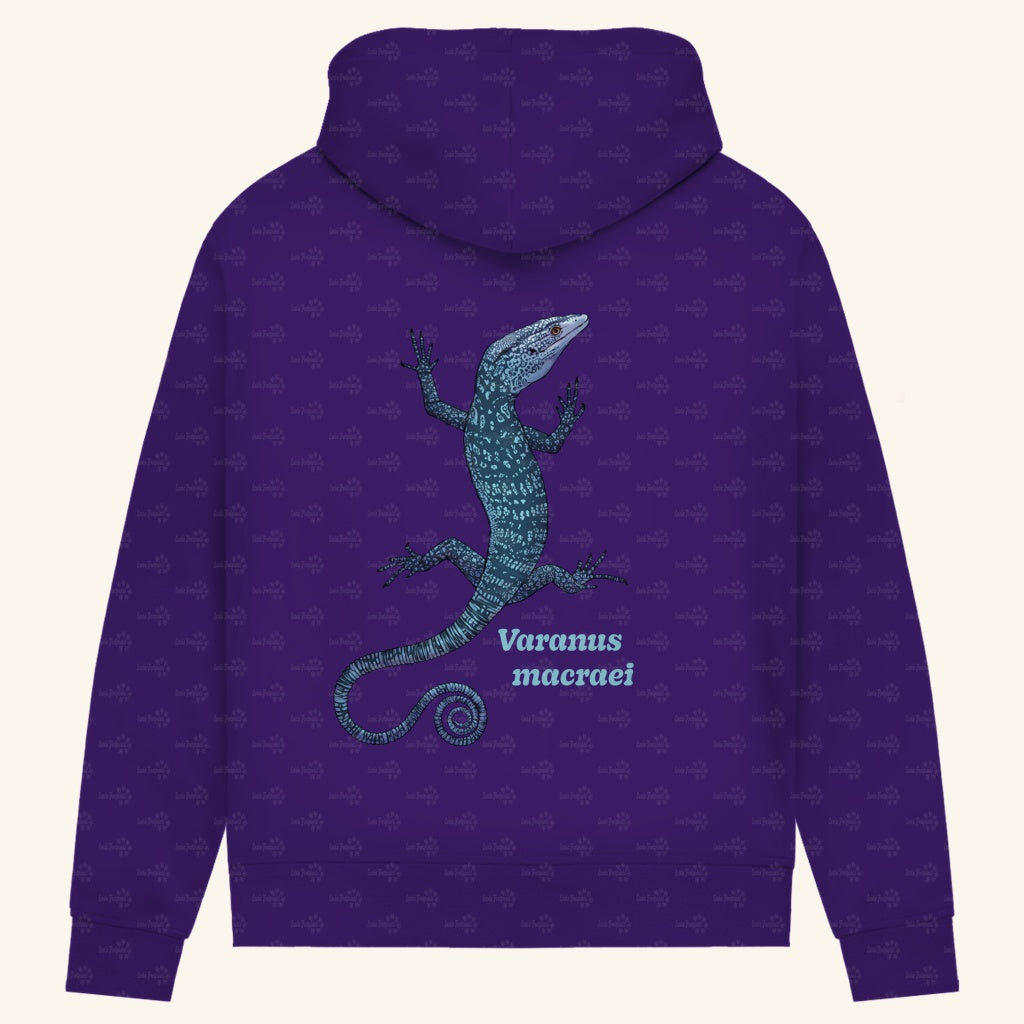 Damen Bio Hoodie mit Seitentaschen | blauer Baumwaran Varanus macraei
