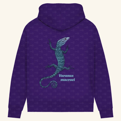 Damen Bio Hoodie mit Seitentaschen | blauer Baumwaran Varanus macraei
