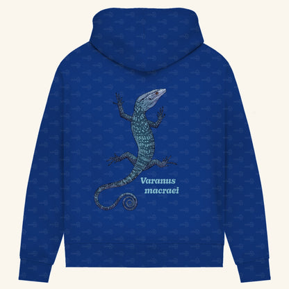 Damen Bio Hoodie mit Seitentaschen | blauer Baumwaran Varanus macraei