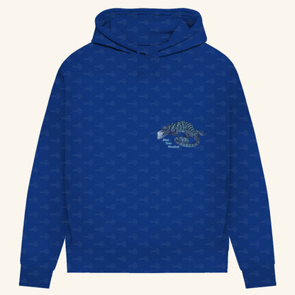 Damen Bio Hoodie mit Seitentaschen | blauer Baumwaran Varanus macraei