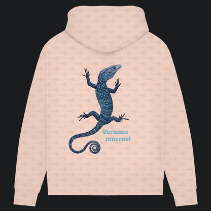 Damen Bio Hoodie mit Seitentaschen | blauer Baumwaran Varanus macraei