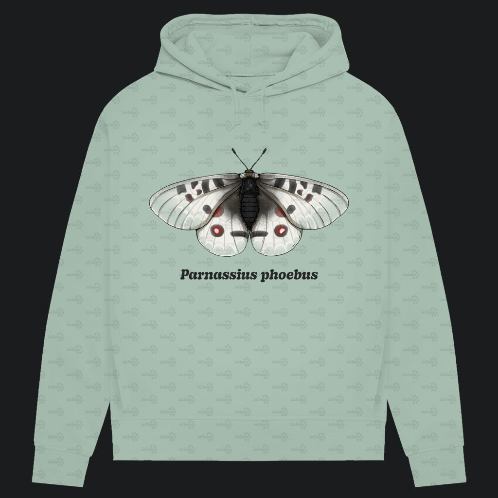 Damen Bio Hoodie mit Seitentaschen | Alpenapollo Parnassius phoebus