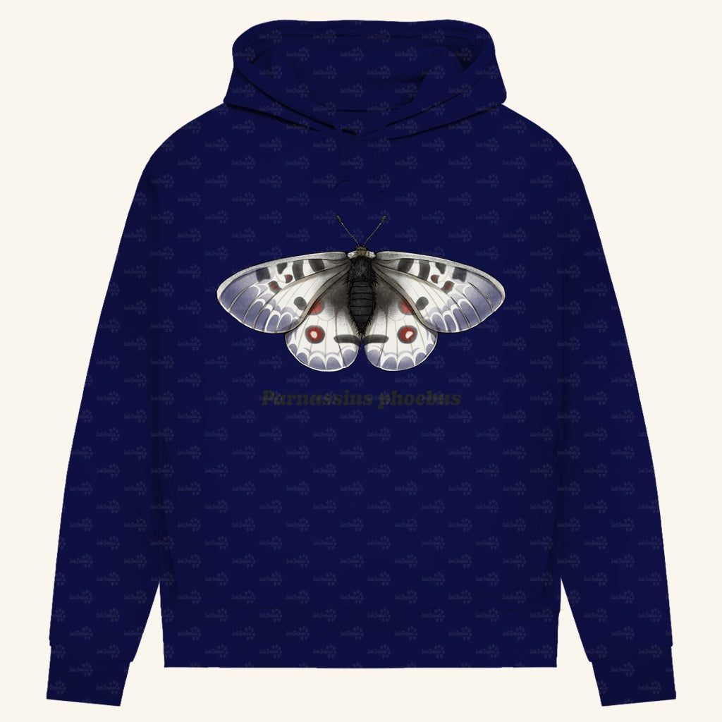 Damen Bio Hoodie mit Seitentaschen | Alpenapollo Parnassius phoebus