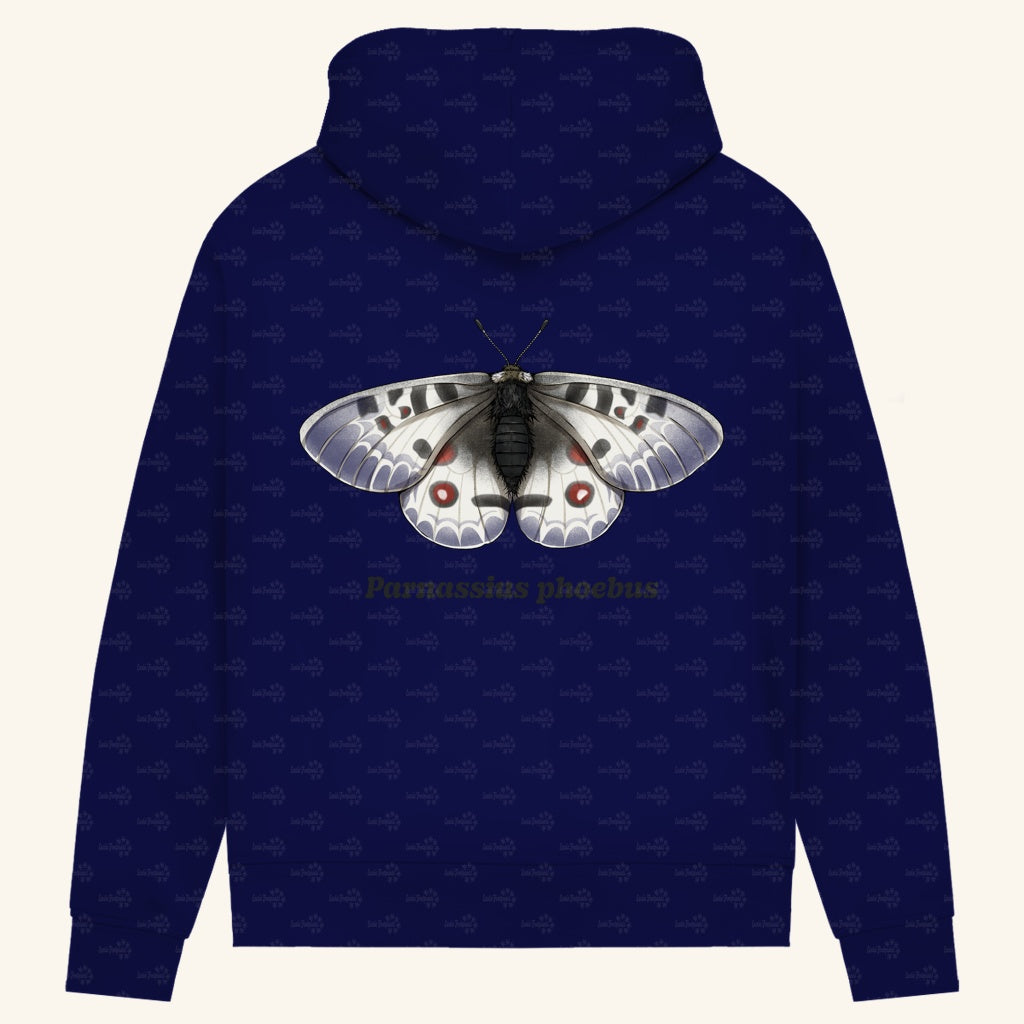 Damen Bio Hoodie mit Seitentaschen | Alpenapollo Parnassius phoebus