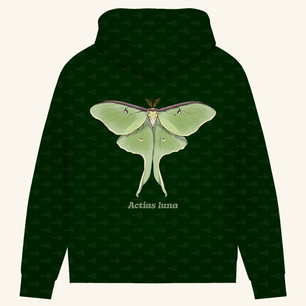 Damen Bio Hoodie mit Seitentaschen | Mondmotte Luna Moth Actias luna