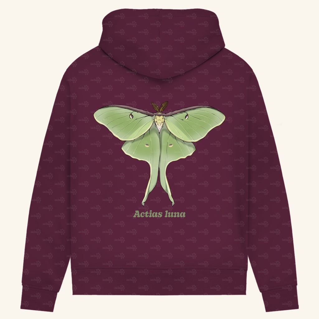Damen Bio Hoodie mit Seitentaschen | Mondmotte Luna Moth Actias luna