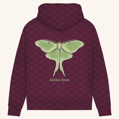 Damen Bio Hoodie mit Seitentaschen | Mondmotte Luna Moth Actias luna