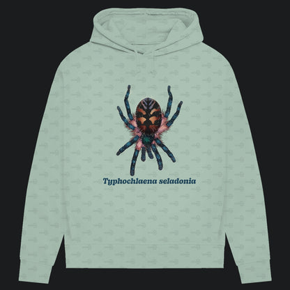 Damen Bio Hoodie mit Seitentaschen | Brasilianische Juwelvogelspinne Typhochlaena seladonia