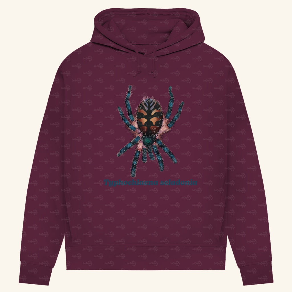 Damen Bio Hoodie mit Seitentaschen | Brasilianische Juwelvogelspinne Typhochlaena seladonia