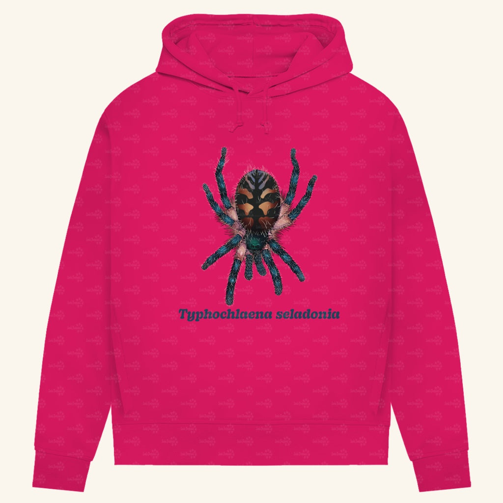 Damen Bio Hoodie mit Seitentaschen | Brasilianische Juwelvogelspinne Typhochlaena seladonia