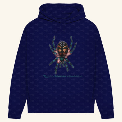 Damen Bio Hoodie mit Seitentaschen | Brasilianische Juwelvogelspinne Typhochlaena seladonia