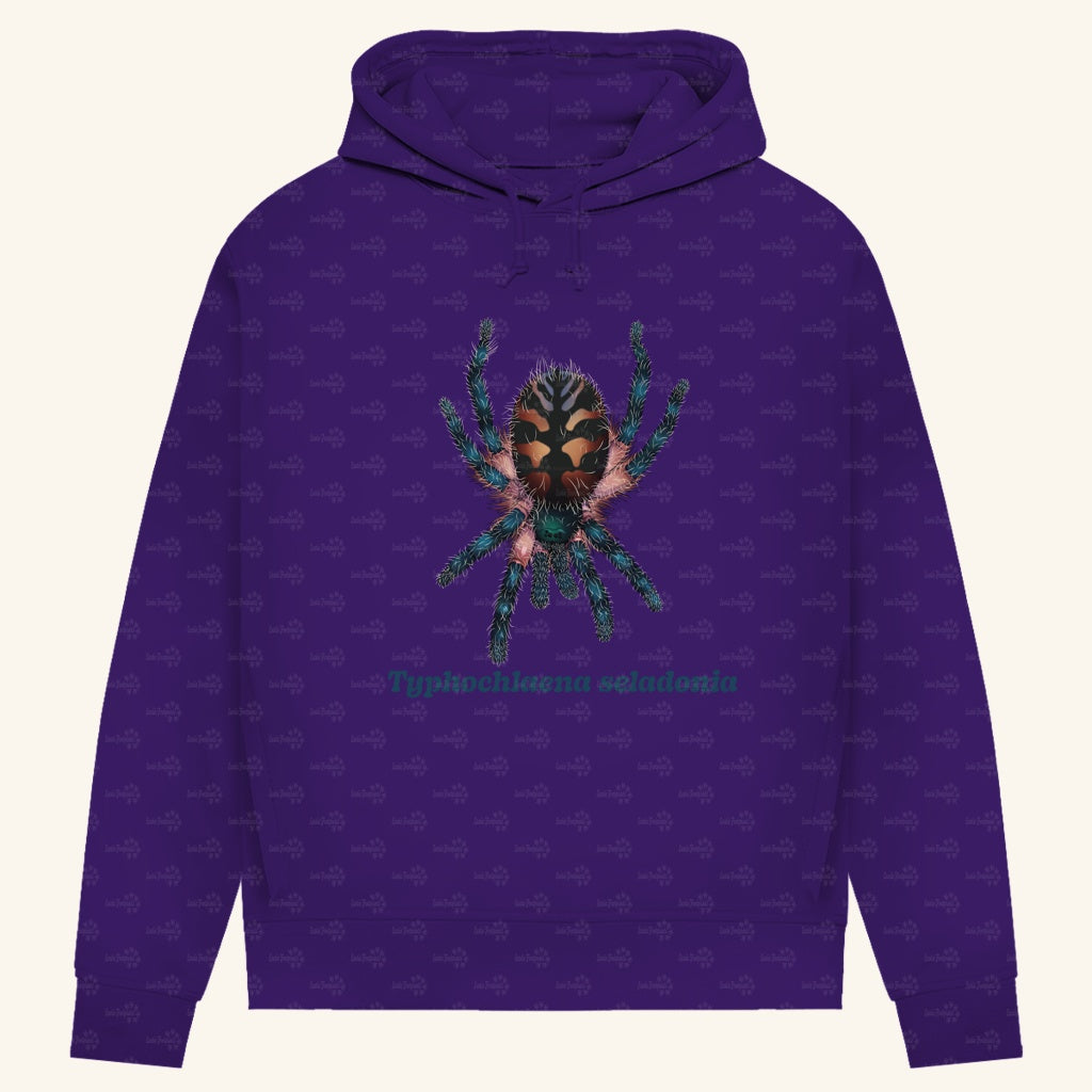 Damen Bio Hoodie mit Seitentaschen | Brasilianische Juwelvogelspinne Typhochlaena seladonia