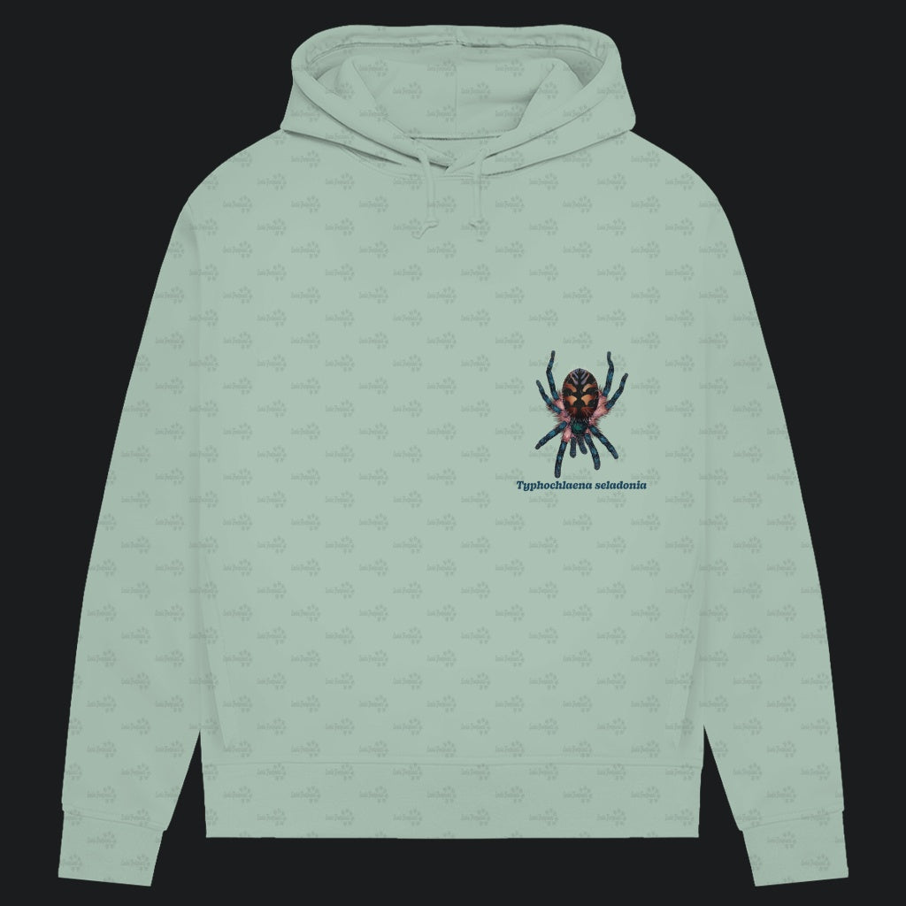 Damen Bio Hoodie mit Seitentaschen | Brasilianische Juwelvogelspinne Typhochlaena seladonia