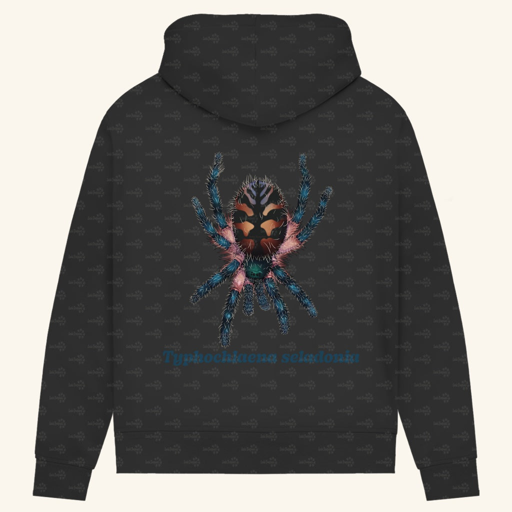 Damen Bio Hoodie mit Seitentaschen | Brasilianische Juwelvogelspinne Typhochlaena seladonia