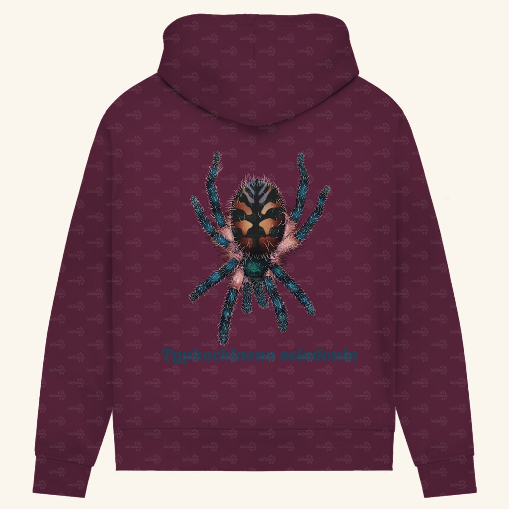 Damen Bio Hoodie mit Seitentaschen | Brasilianische Juwelvogelspinne Typhochlaena seladonia