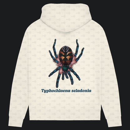 Damen Bio Hoodie mit Seitentaschen | Brasilianische Juwelvogelspinne Typhochlaena seladonia