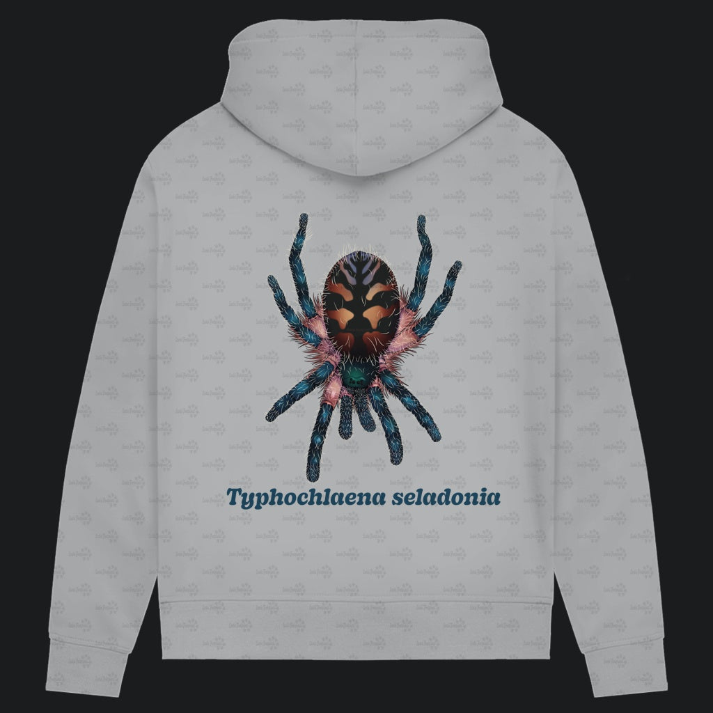 Damen Bio Hoodie mit Seitentaschen | Brasilianische Juwelvogelspinne Typhochlaena seladonia