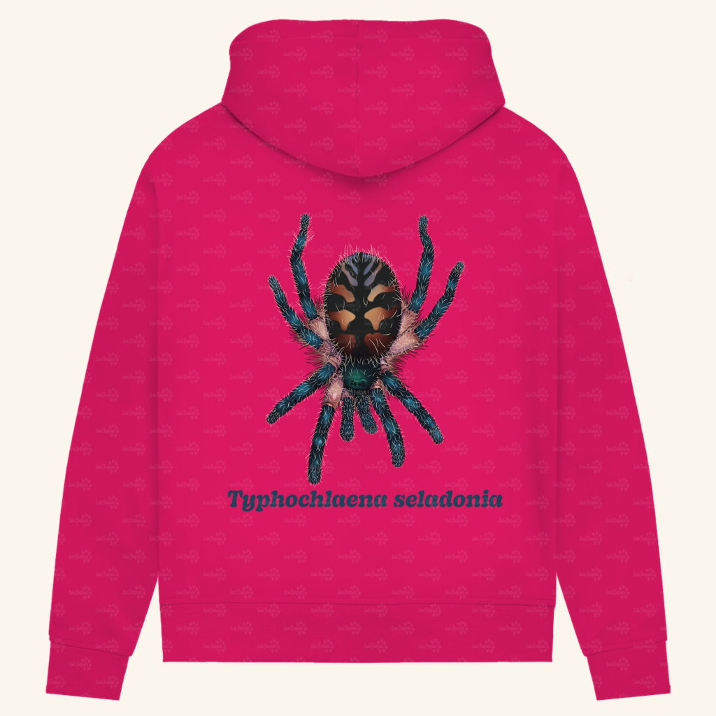 Damen Bio Hoodie mit Seitentaschen | Brasilianische Juwelvogelspinne Typhochlaena seladonia