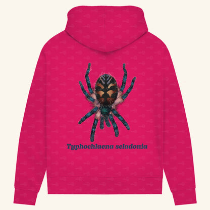 Damen Bio Hoodie mit Seitentaschen | Brasilianische Juwelvogelspinne Typhochlaena seladonia