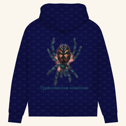 Damen Bio Hoodie mit Seitentaschen | Brasilianische Juwelvogelspinne Typhochlaena seladonia