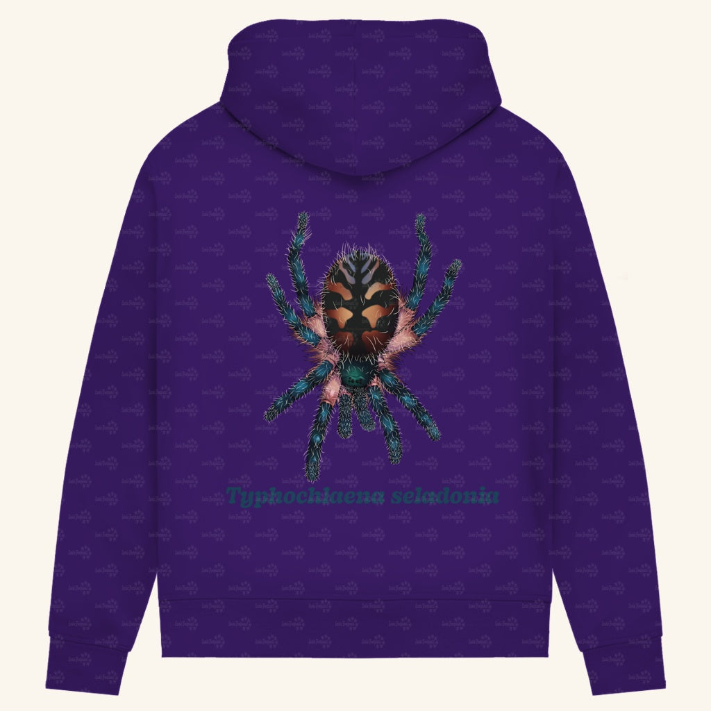 Damen Bio Hoodie mit Seitentaschen | Brasilianische Juwelvogelspinne Typhochlaena seladonia