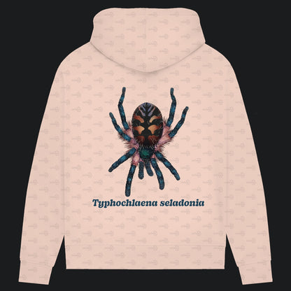 Damen Bio Hoodie mit Seitentaschen | Brasilianische Juwelvogelspinne Typhochlaena seladonia