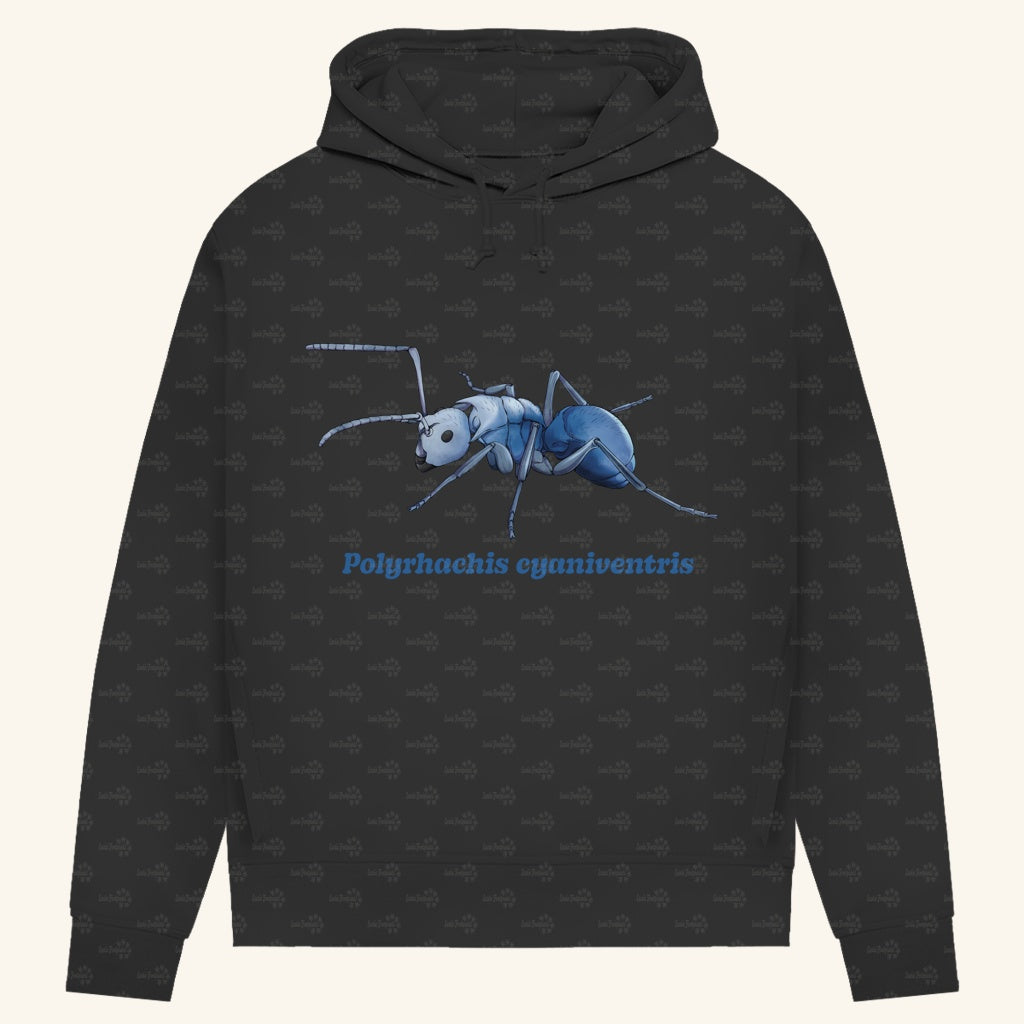 Damen Bio Hoodie mit Seitentaschen | Blau schillernde Schuppenameise Polyrhachis cyaniventris