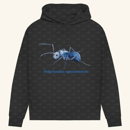 Damen Bio Hoodie mit Seitentaschen | Blau schillernde Schuppenameise Polyrhachis cyaniventris
