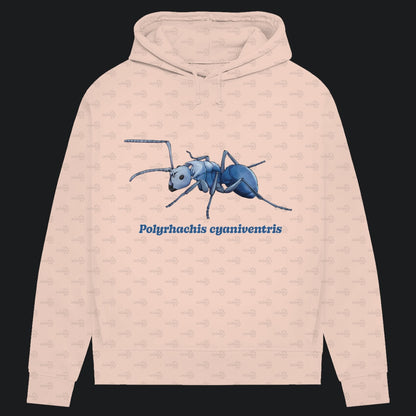 Damen Bio Hoodie mit Seitentaschen | Blau schillernde Schuppenameise Polyrhachis cyaniventris
