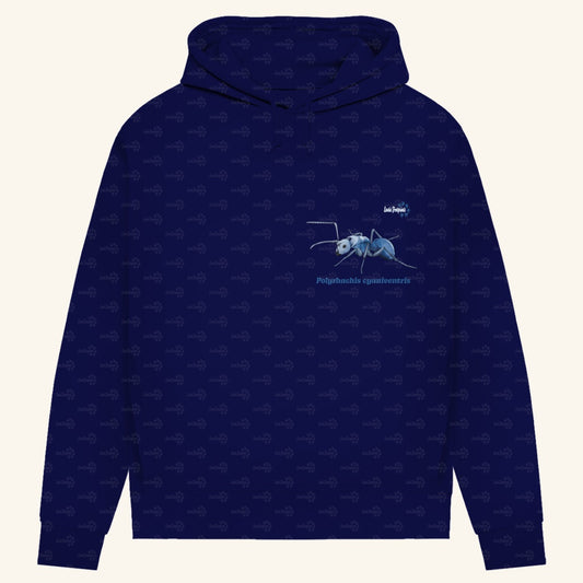 Damen Bio Hoodie mit Seitentaschen | Blau schillernde Schuppenameise Polyrhachis cyaniventris