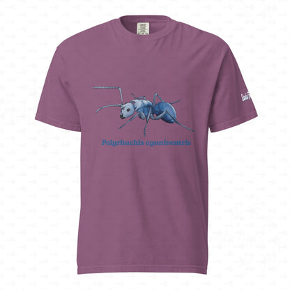 Dunkles Schweres Unisex-T-Shirt | | Blau schillernde Schuppenameise ( Polyrhachis cyaniventris )
