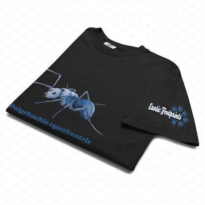 Dunkles Schweres Unisex-T-Shirt | | Blau schillernde Schuppenameise ( Polyrhachis cyaniventris )