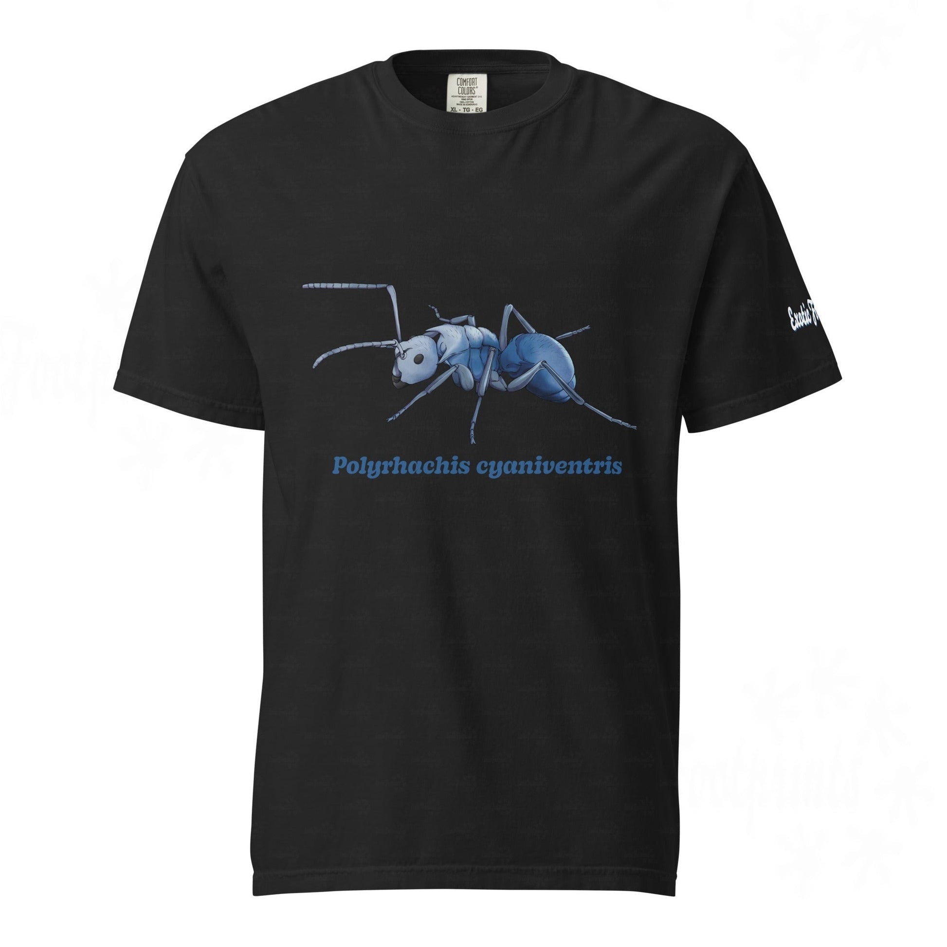 Dunkles Schweres Unisex-T-Shirt | | Blau schillernde Schuppenameise ( Polyrhachis cyaniventris )