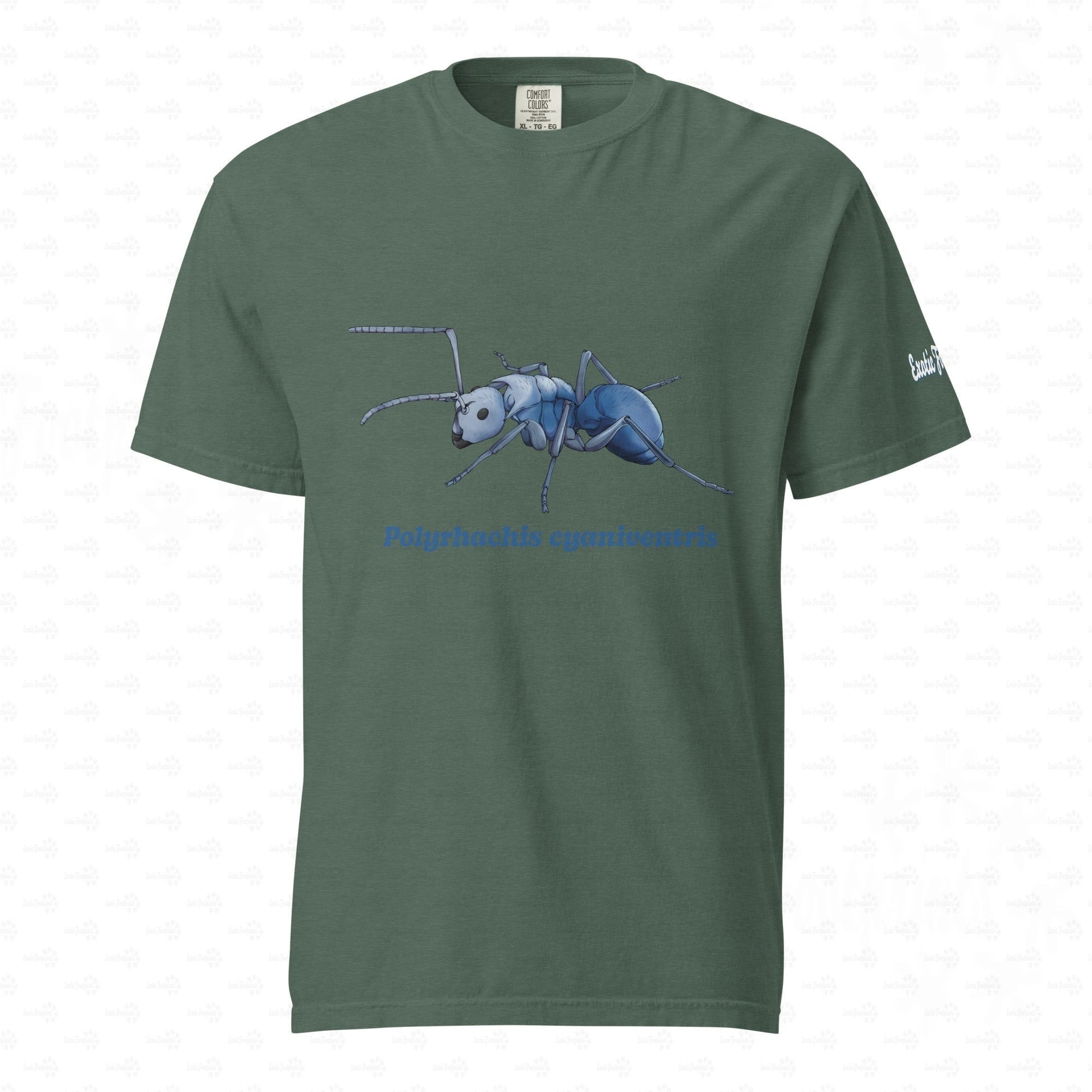 Dunkles Schweres Unisex-T-Shirt | | Blau schillernde Schuppenameise ( Polyrhachis cyaniventris )